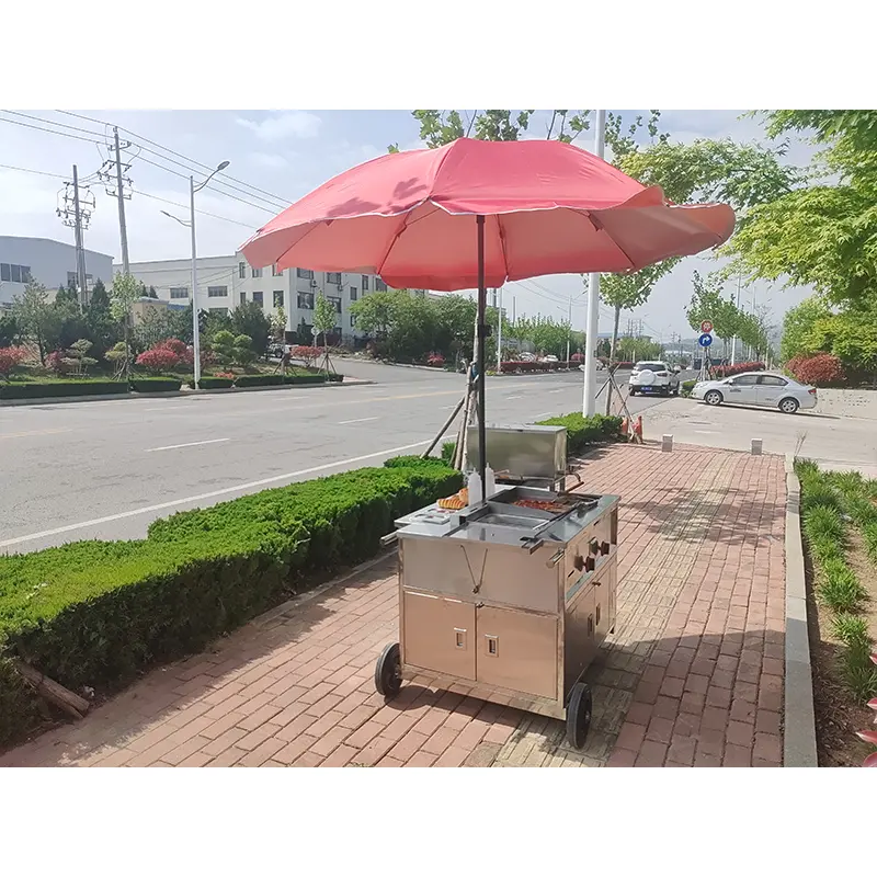 Hot Dog Sateenvarjo Push Cart